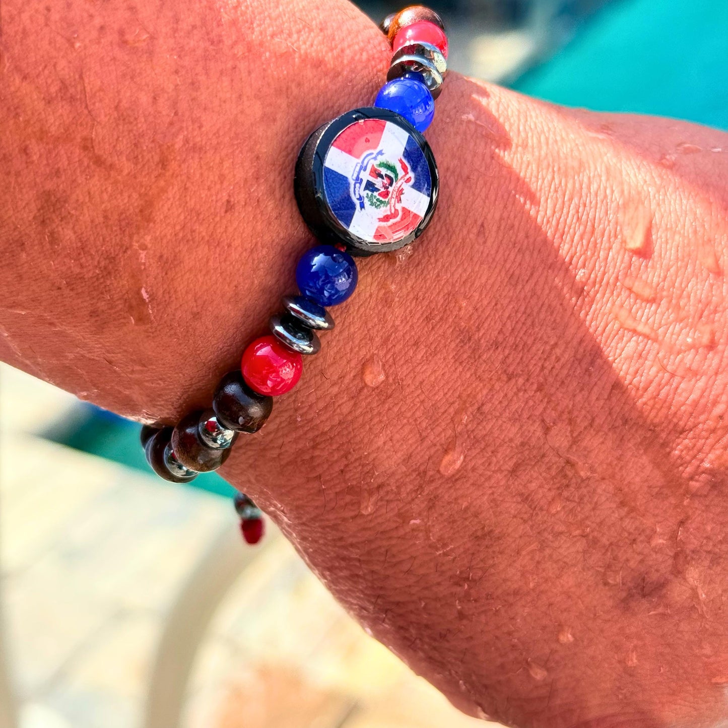 Flags Beaded Bracelet | Dominican Republic | Haiti | Puerto Rico | Mexico | Adjustable | Water Resistant | Various Colors