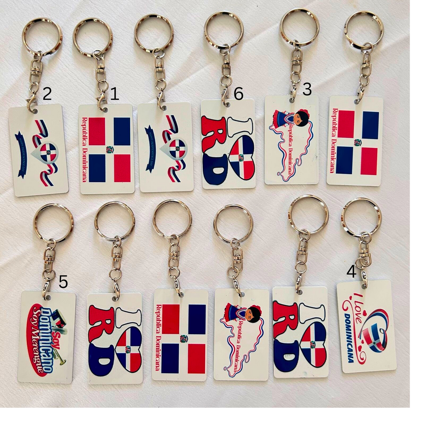 Dominican Republic Keychain | Various Design | Metal Keychains | Unique Dominican Flag Patterns and Designs | Backpack and purse Charm