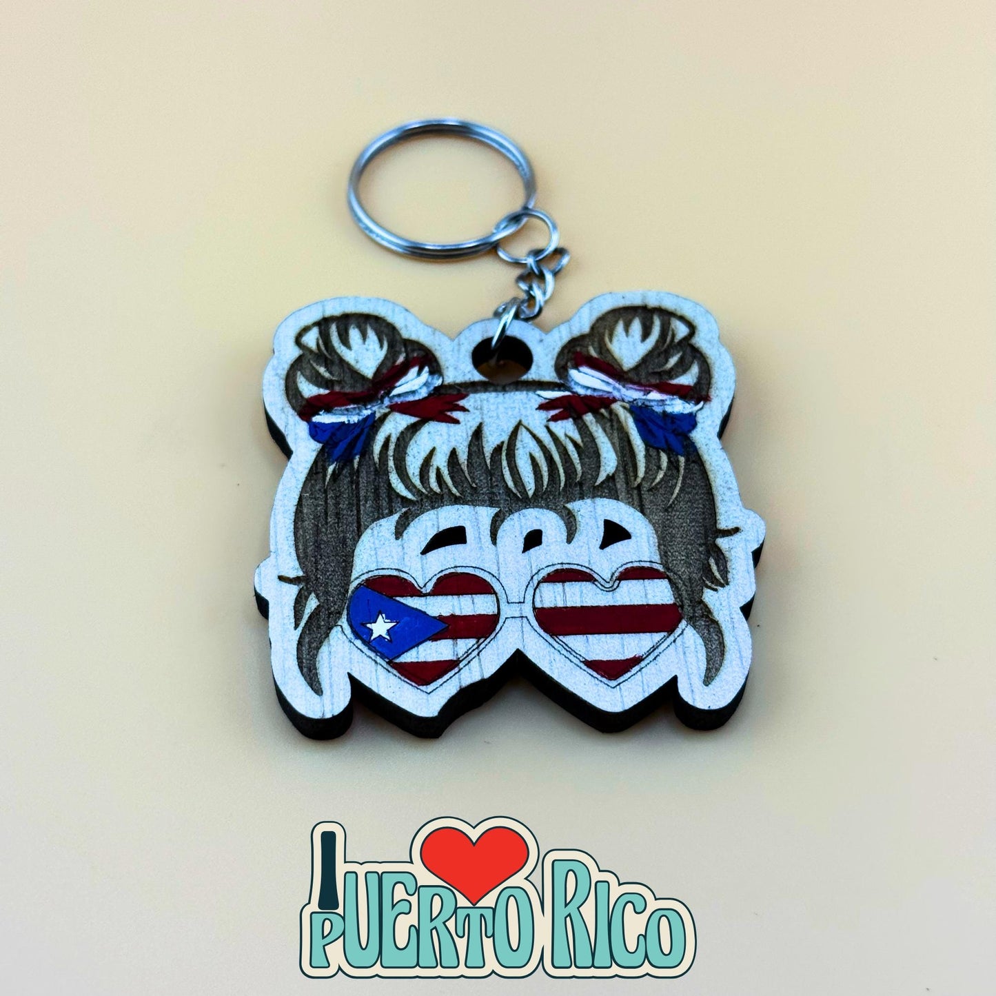 Puerto Rican Keychains | Laser Engraved | Hand Painted | Puerto Rico Flag | Boricua | Coqui | Wooden Souvenir | Cultural Gift | Handcrafted