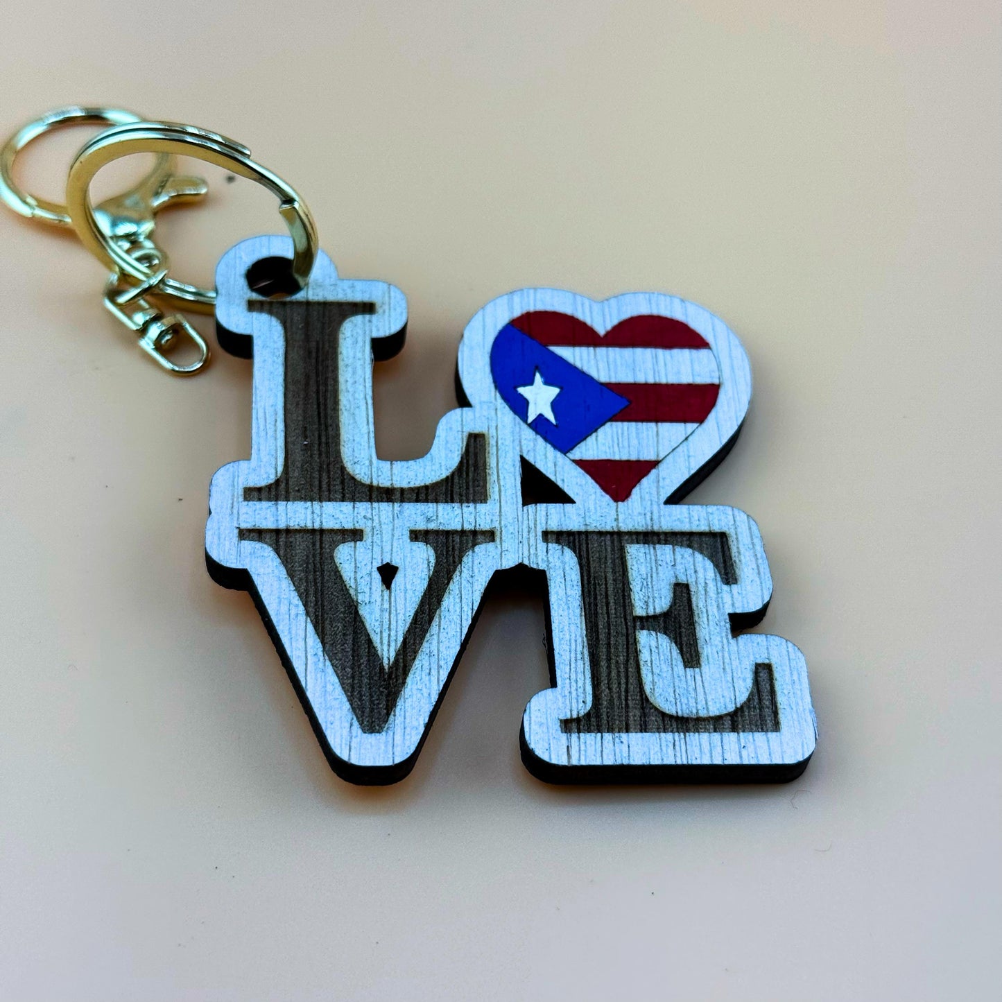 Puerto Rican Keychains | Laser Engraved | Hand Painted | Puerto Rico Flag | Boricua | Coqui | Wooden Souvenir | Cultural Gift | Handcrafted