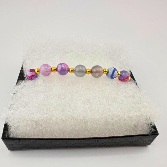 Agate colorful beads bracelet adjustable
