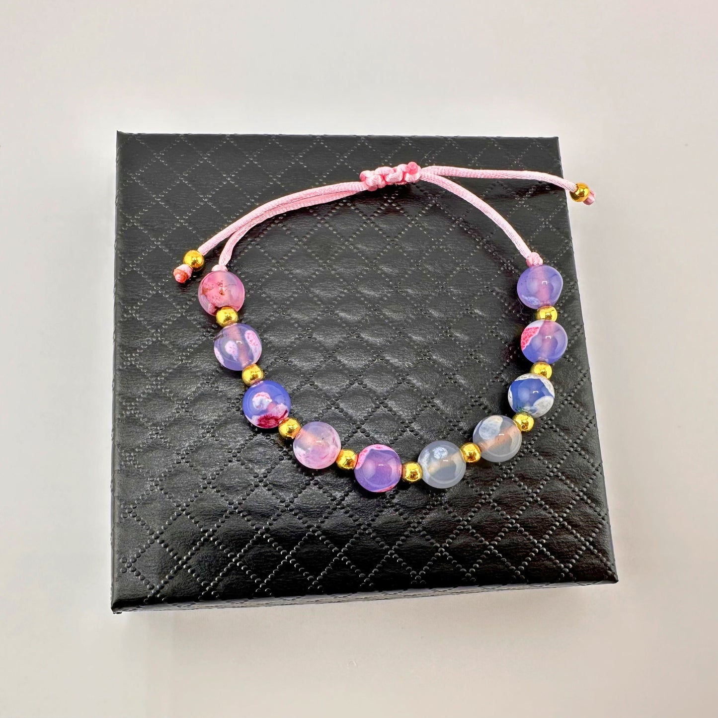 Agate colorful beads bracelet adjustable