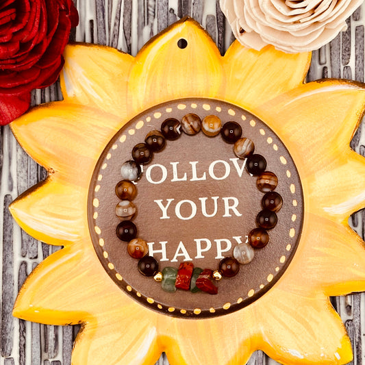 Brown Agate and Amethyst Bracelet