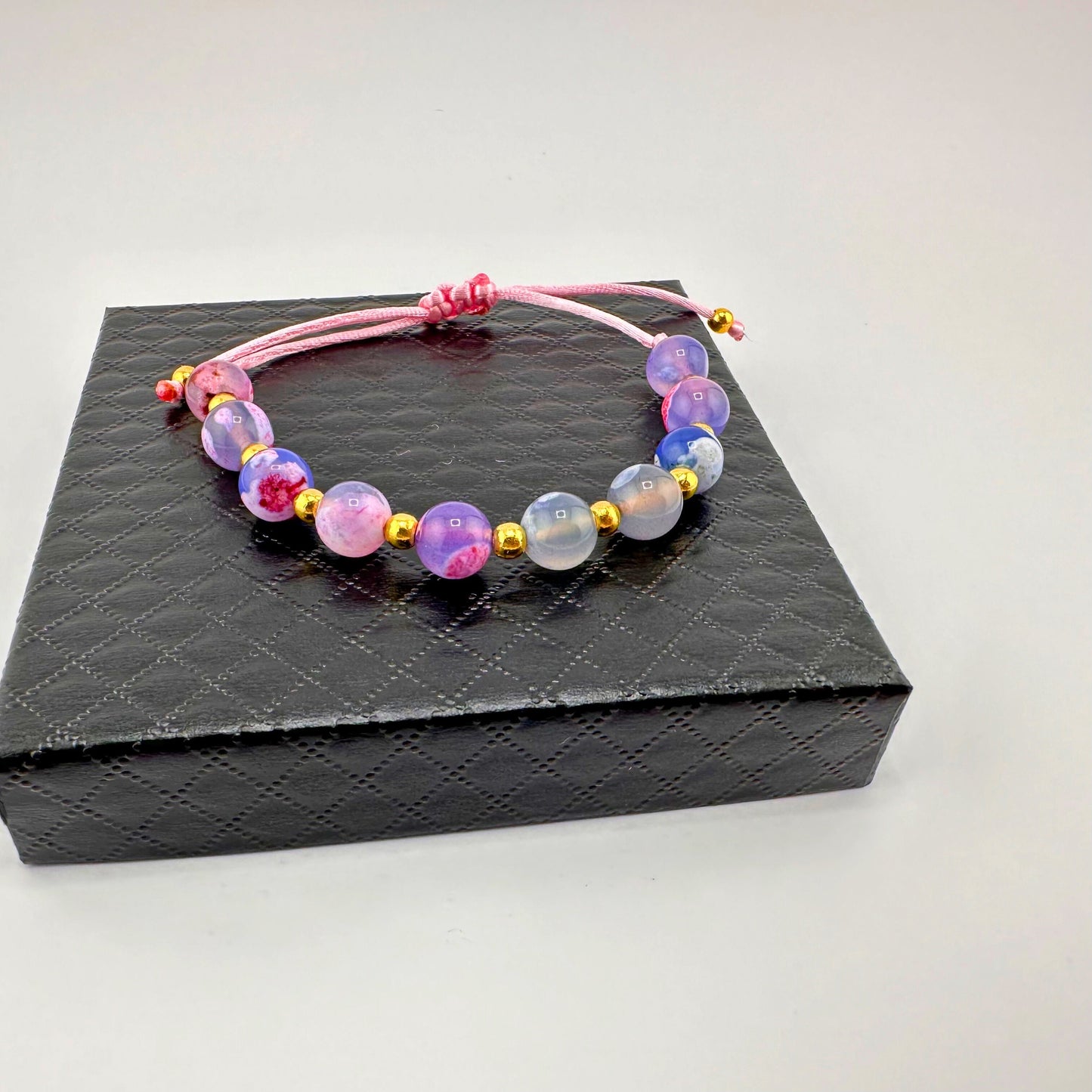 Agate colorful beads bracelet adjustable