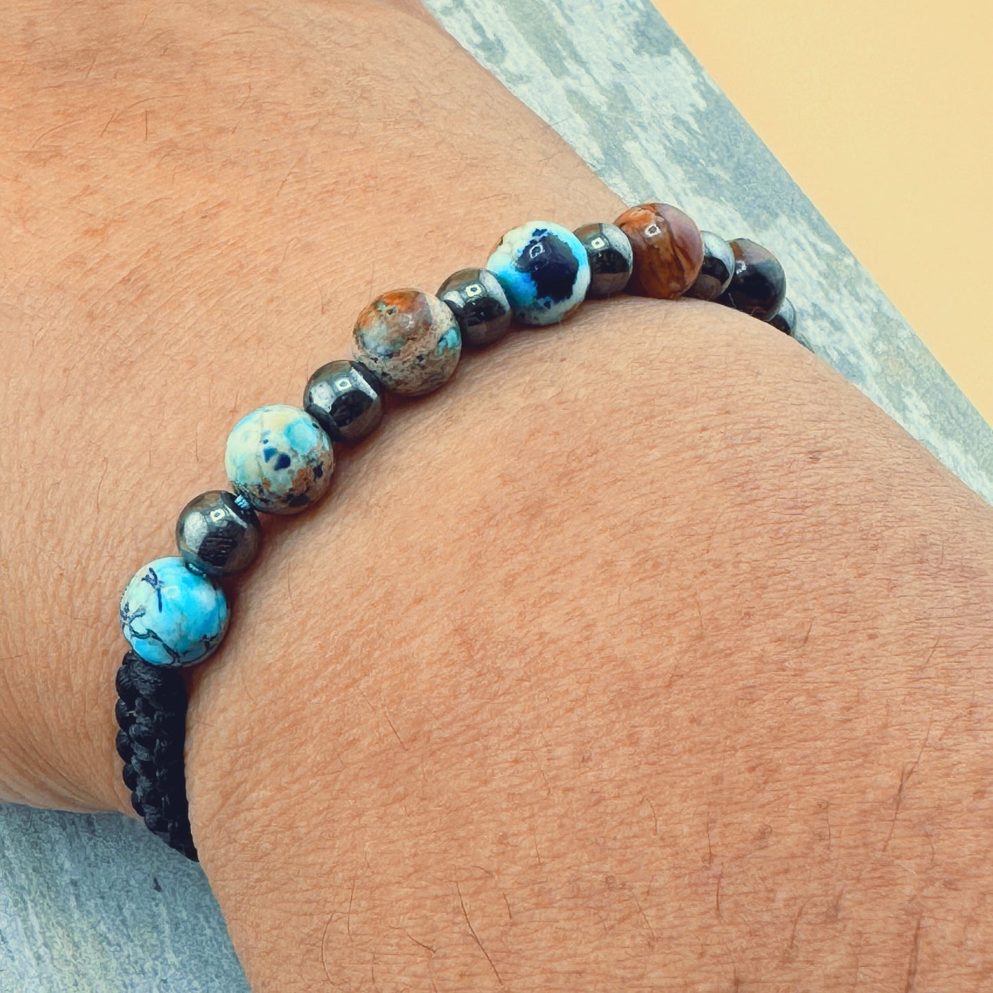 Jasper Turquoise Adjustable braided Bracelet
