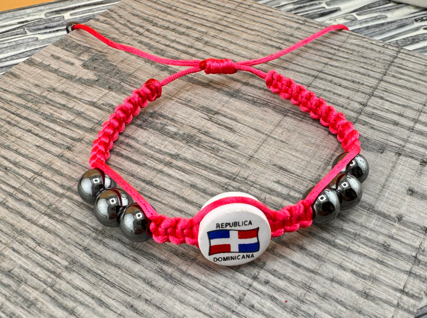 Dominican Republic Flag Bracelet Adjustable Various Colors Dominican Tambora Drum