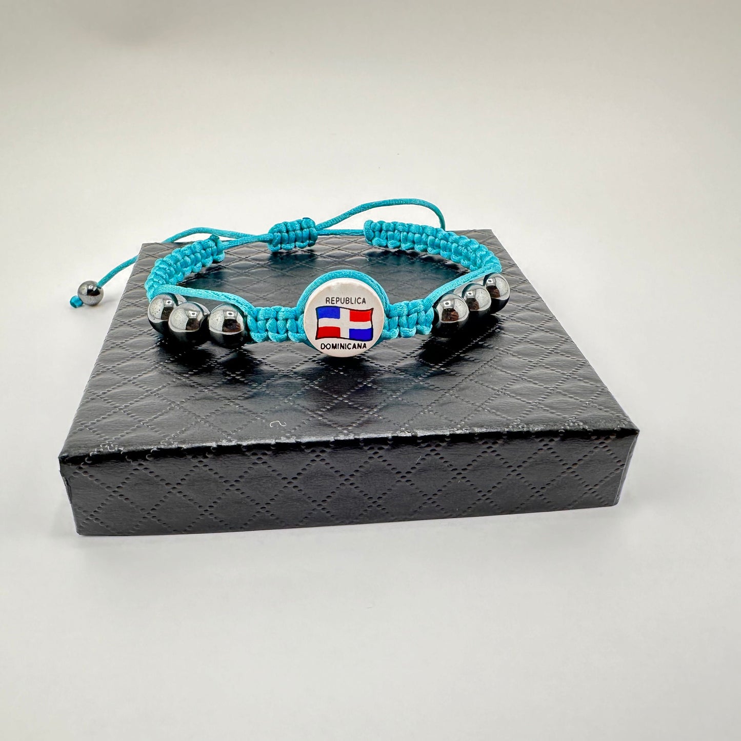 Dominican Republic Flag Bracelet Adjustable Various Colors Dominican Tambora Drum