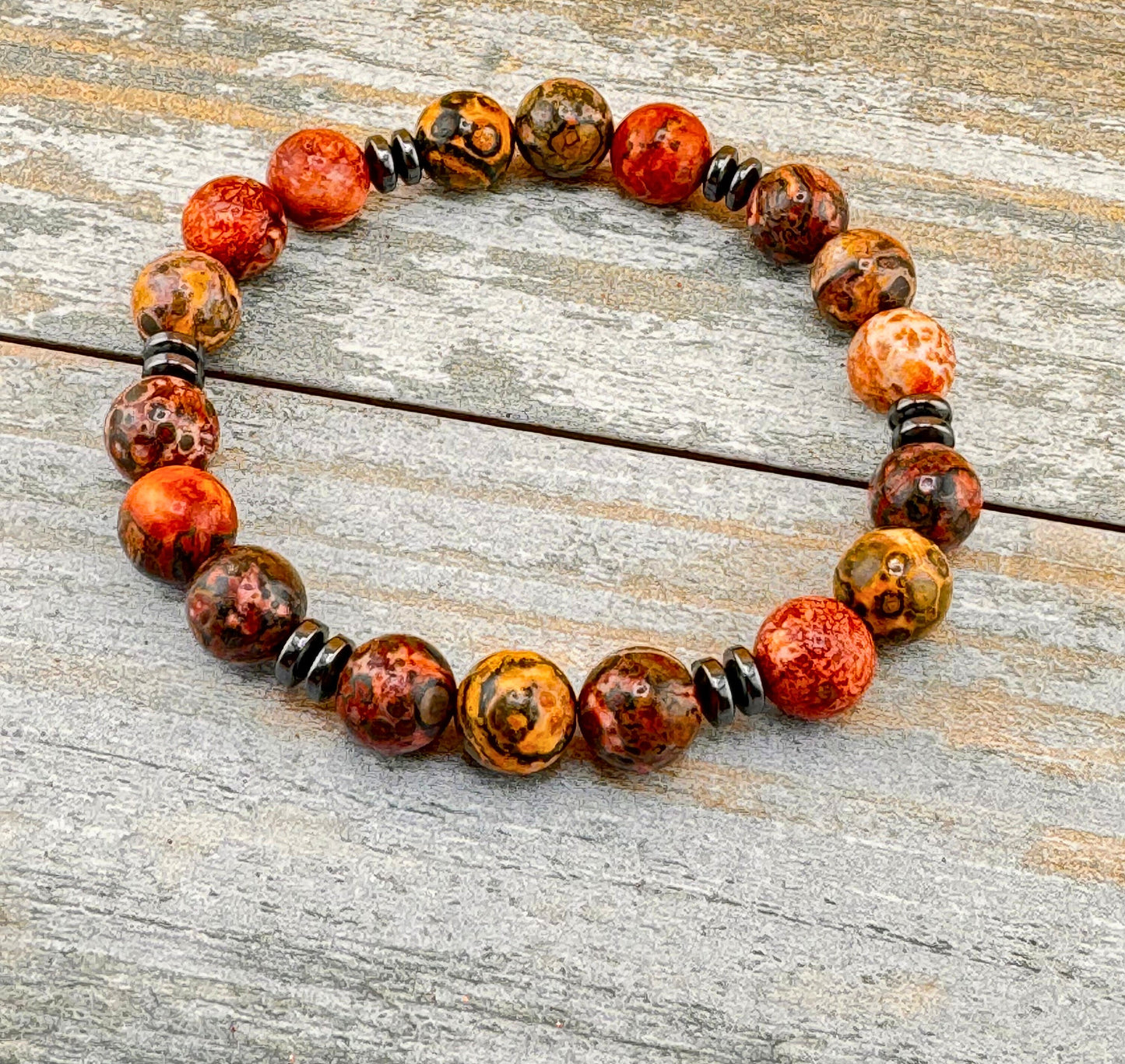 Red Jade with Hematite Bracelet (protective stone and emotional balance and stability)