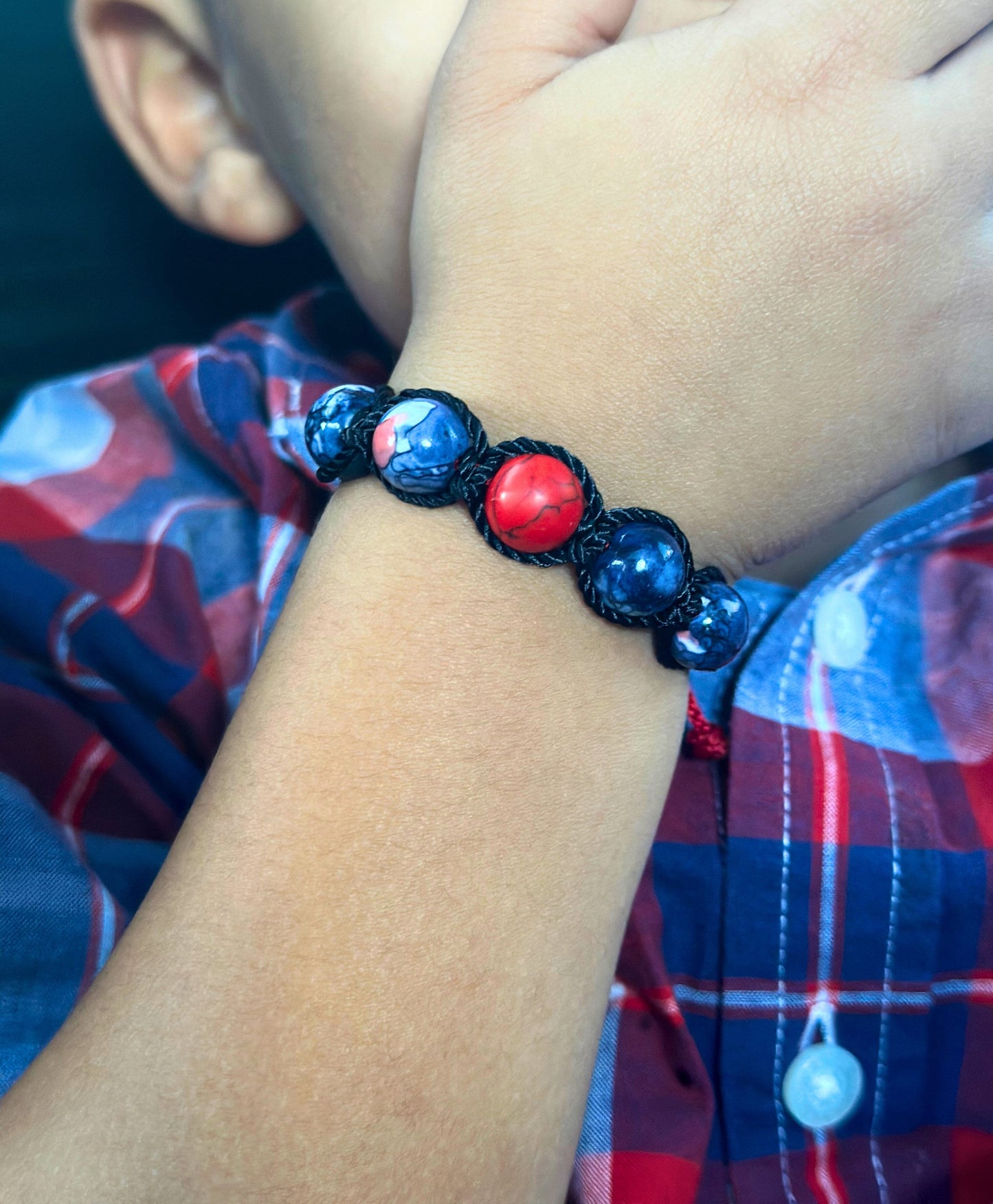 Red Turquoise & Tourmaline Jade Bracelet