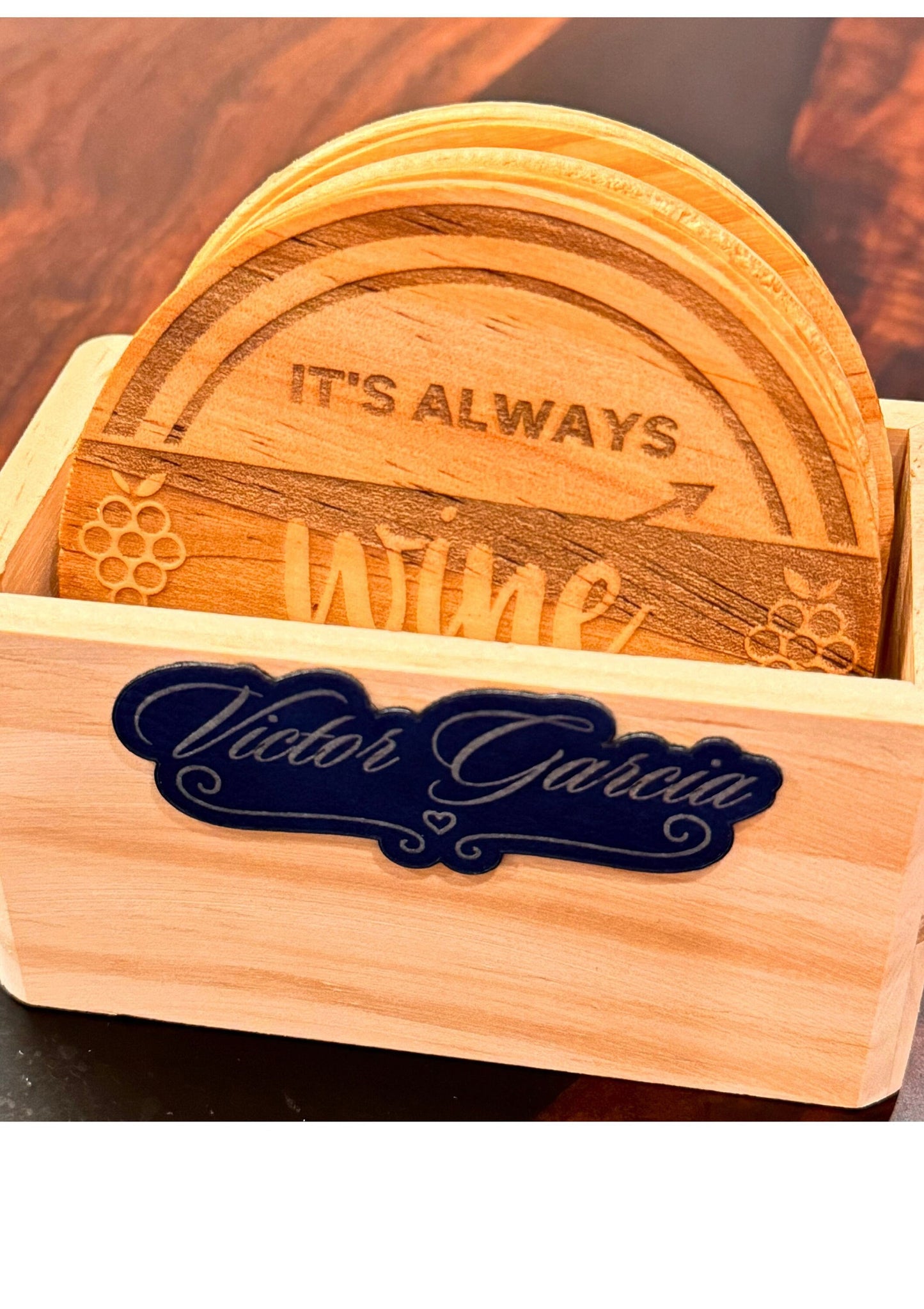 Wine Wood Coasters (Ideal Gift for Wine Drinkers)