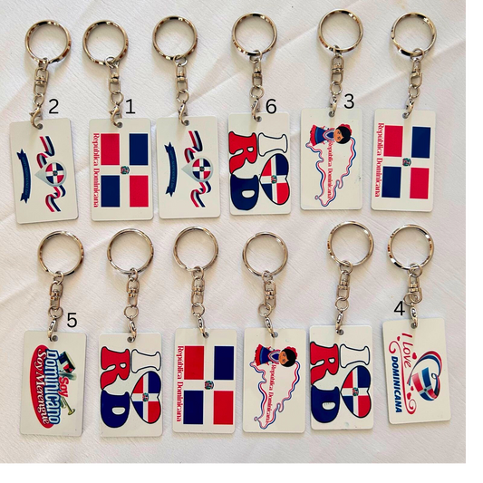 Dominican Republic Keychain | Various Design | Metal Keychains | Unique Dominican Flag Patterns and Designs | Backpack and purse Charm