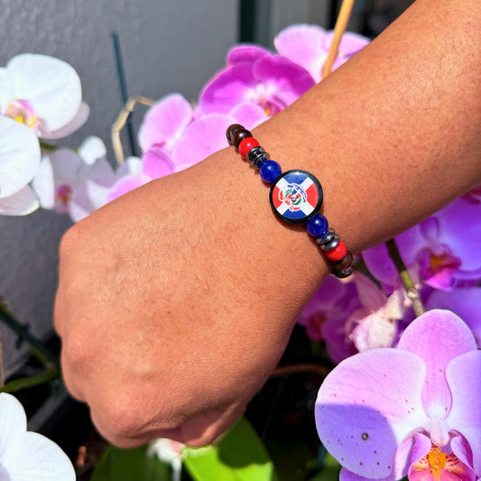 Flags Beaded Bracelet | Dominican Republic | Haiti | Puerto Rico | Mexico | Adjustable | Water Resistant | Various Colors