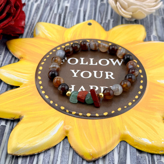 Brown Agate and Amethyst Bracelet