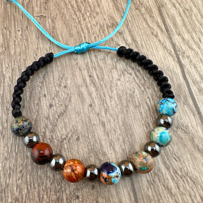 Jasper Turquoise Adjustable braided Bracelet