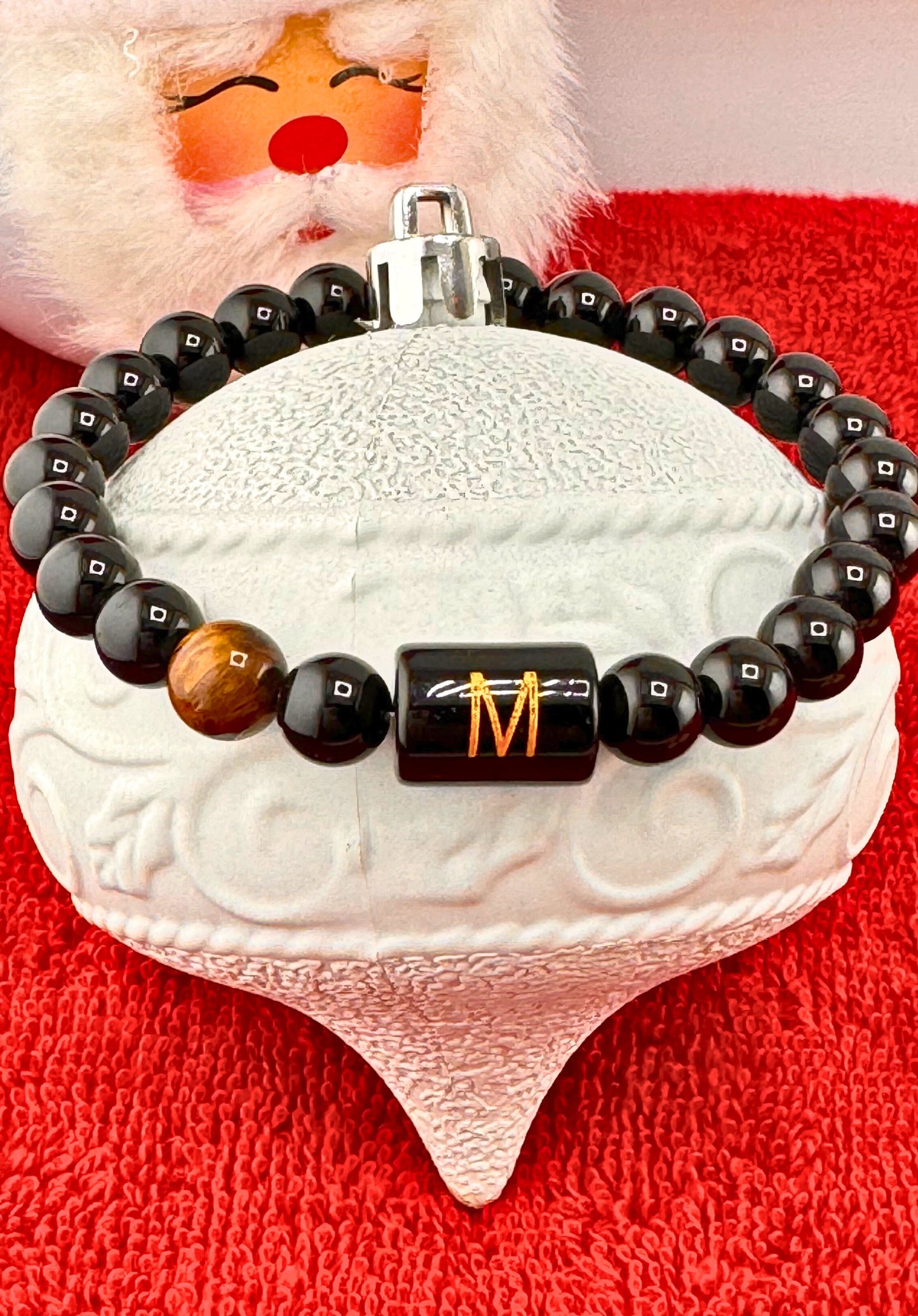 Black Onyx Bracelet With Initials