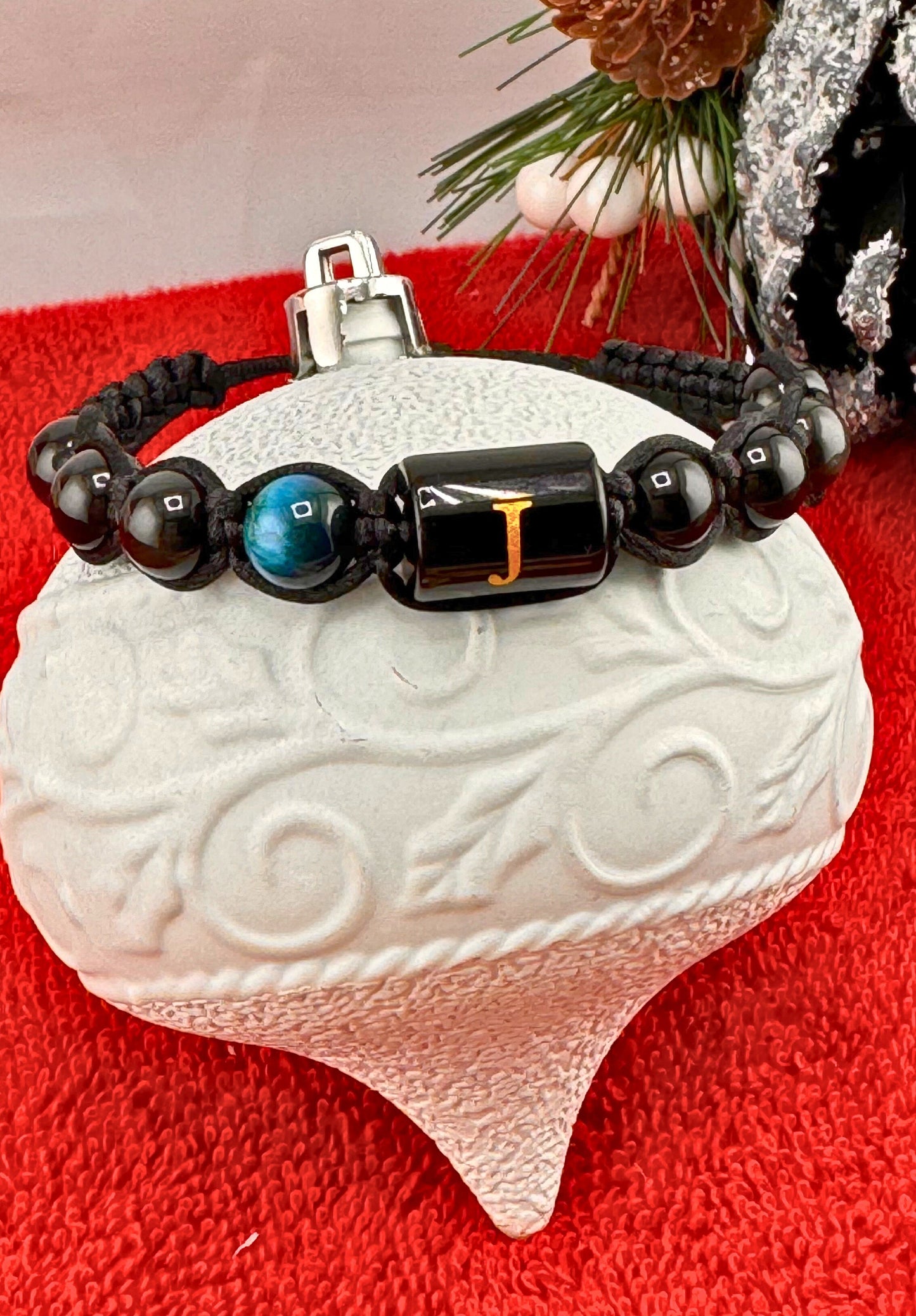 Black Onyx Bracelet With Initials