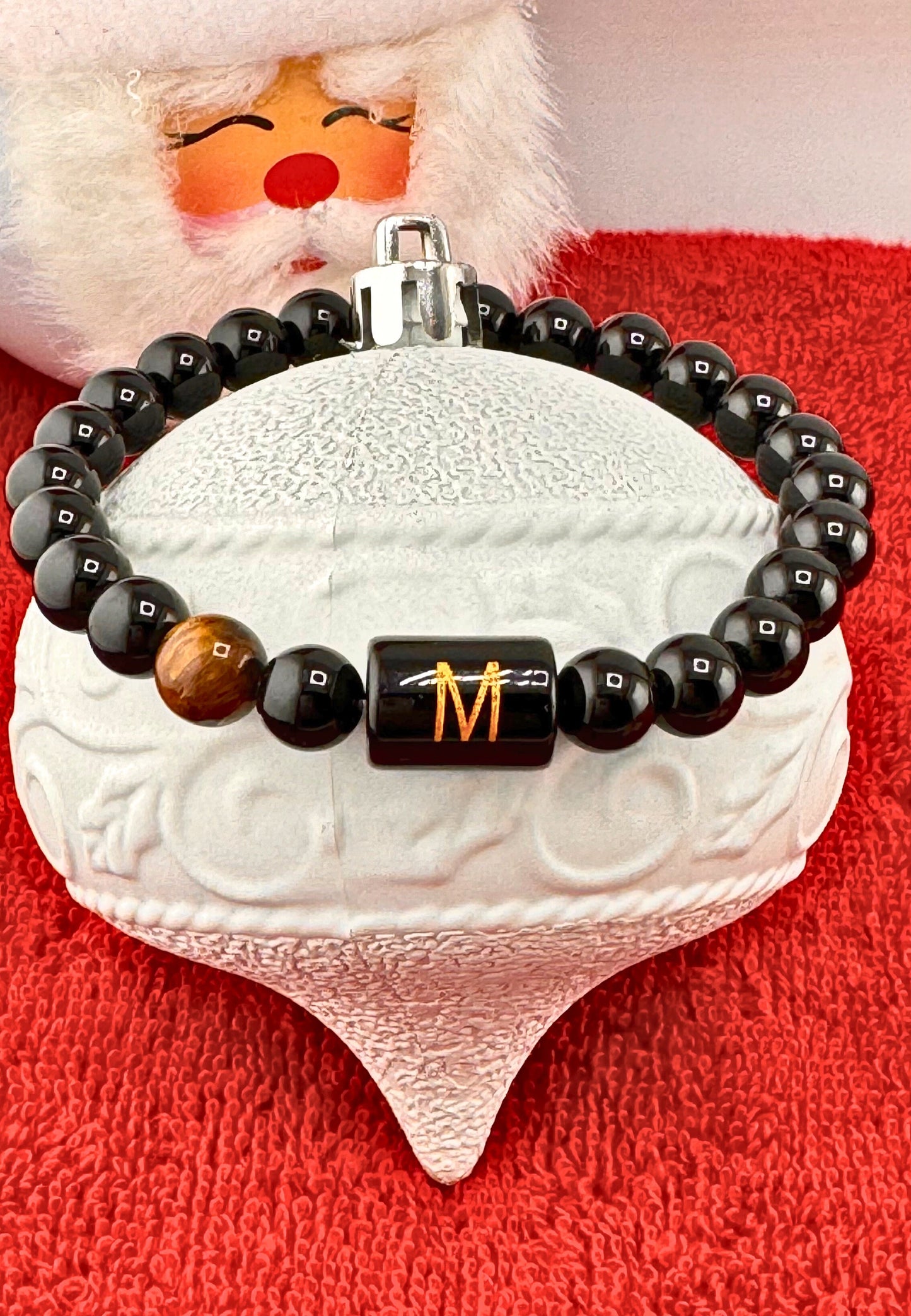 Black Onyx Bracelet With Initials