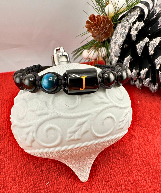 Black Onyx Bracelet With Initials