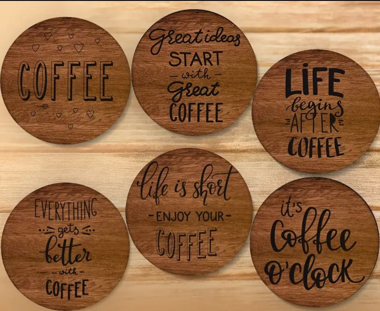 Father's Day Coasters (Wood Coasters) Custom Design